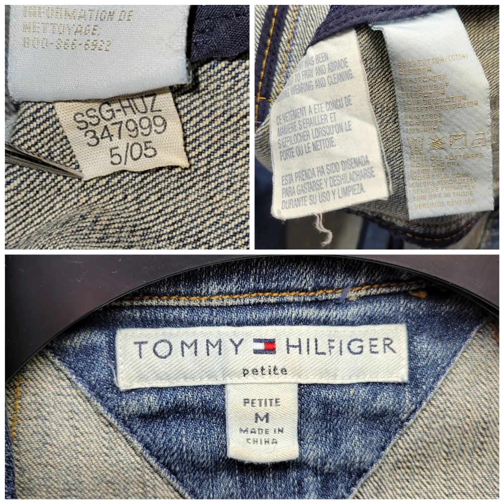 Tommy Hilfiger Vintage Y2K Denim Jean Jacket Women Medium Petite Grunge Punk - Picture 5 of 12